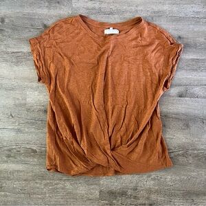 LOFT Lou & Grey Short Sleeve Twist Front Top Burnt Orange Size Large